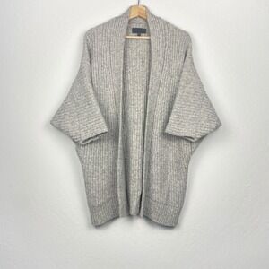 Nili Lotan Alpaca Blend Open Front Cardigan Kimono Sleeve Sweater Grey Size XS/S